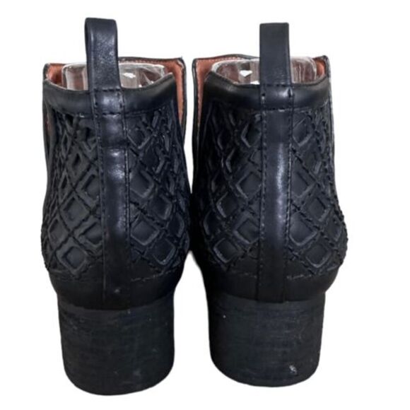 Jeffrey Campbell Women's Black Leather Lattice Cutout Taggart Booties Size 7.5 - Picture 5 of 8